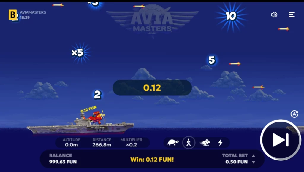 Aviamasters — atterrir et valider les gains sur le porte-avions